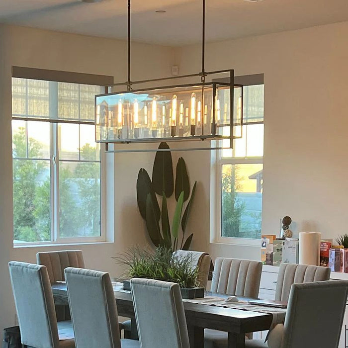 Baker Glass Lantern Rectangular Chandelier 72"-DWHOME