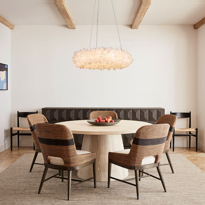 24-47 Inch Round Clear Geode Quartz Crystal Ring Pendant Light Modern Chandelier for Living Room-DWHOME