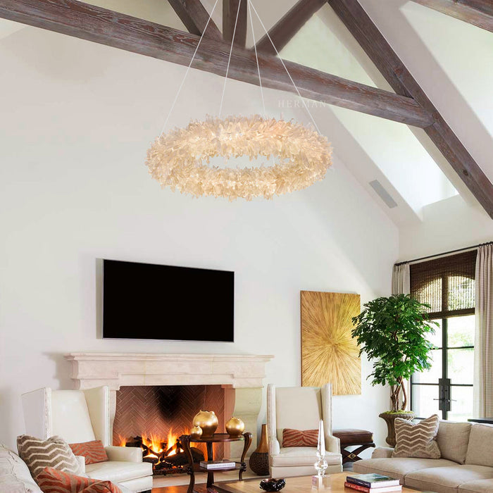 24-47 Inch Round Clear Geode Quartz Crystal Ring Pendant Light Modern Chandelier for Living Room-DWHOME
