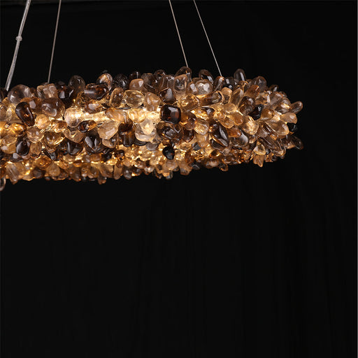 Multiple Size Modern Smoky Rock Crystal Halo LED Chandelier Pendant Light-DWHOME
