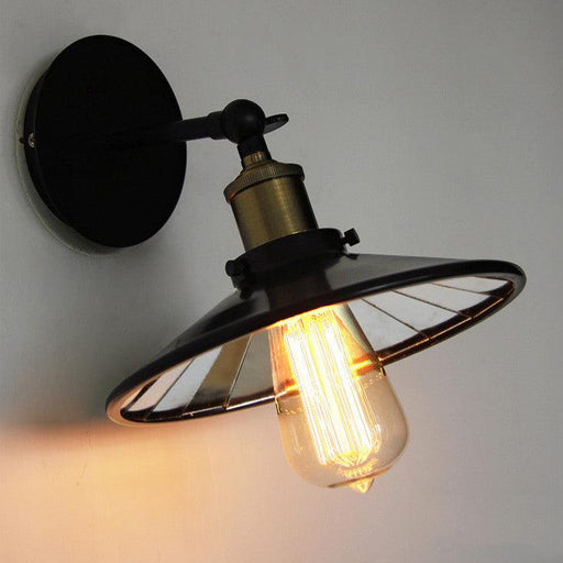 Retro Black Industrial Loft Wall Light With Mirror.