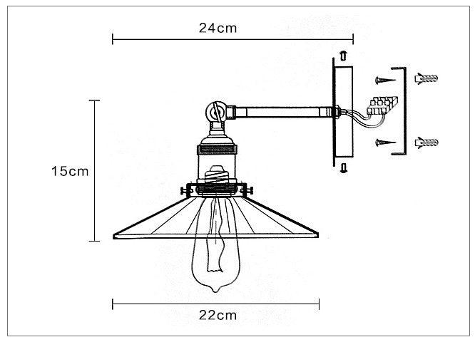 Retro Black Industrial Loft Wall Light With Mirror.