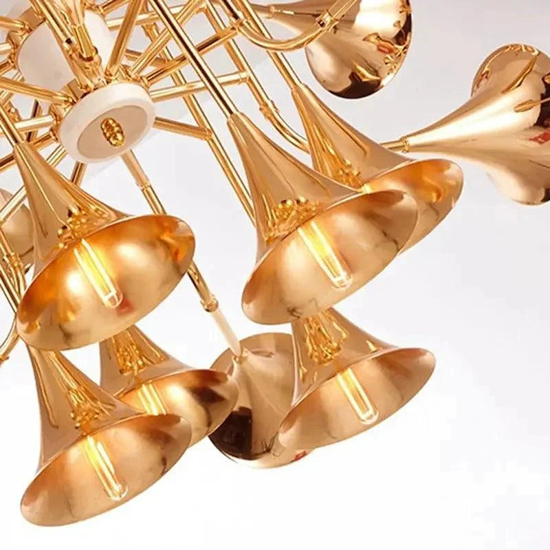 24-Light Unique Brass Trumpet Chandelier Light-DWHOME
