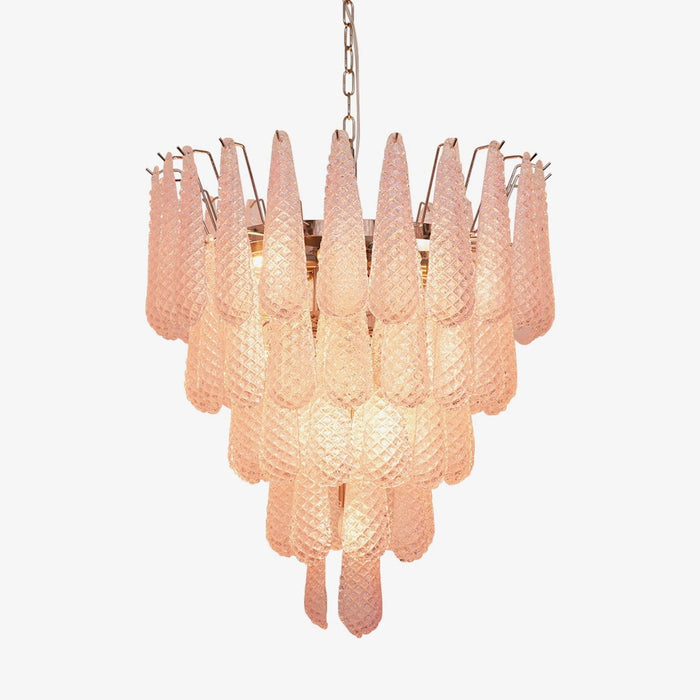 Murano Pink Glass Dewdrop Chandelier-DWHOME