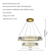 Roma 2-Ring Crystal Chandelier-DWHOME