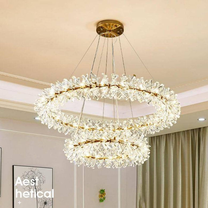 Mira Double Ring Crystal Chandelier.