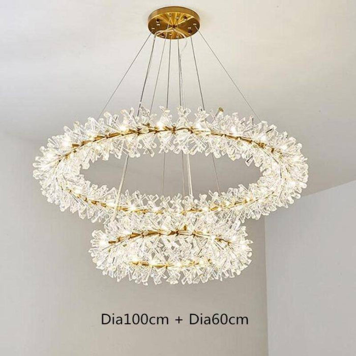 Mira Double Ring Crystal Chandelier.