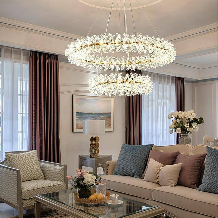 Mira Double Ring Crystal Chandelier.