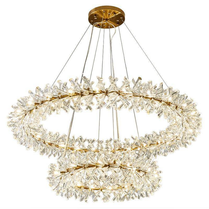 Mira Double Ring Crystal Chandelier.