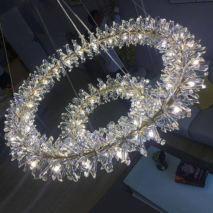 Mira Double Ring Crystal Chandelier.