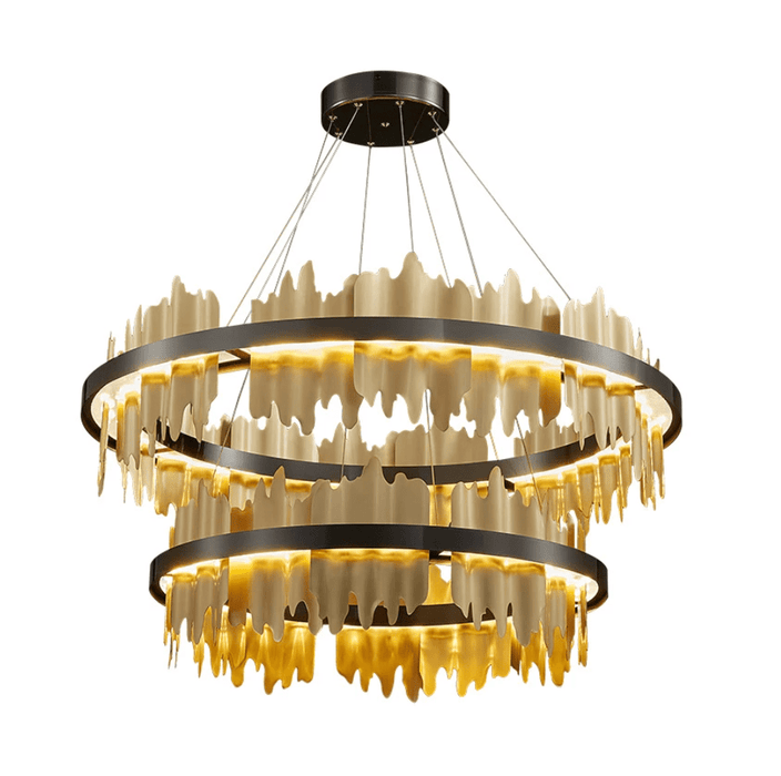 Nera 2-Tier Brushed Brass Modern Chandelier.