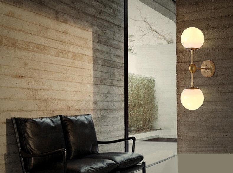 Ritz Duo Brass Fitting Milky White Glass Shade Wall Light.