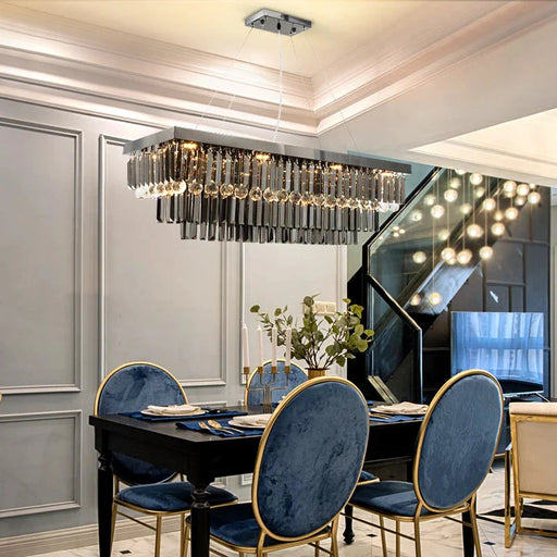 3 Tier Contemporary Rectangular Crystal Chandelier.