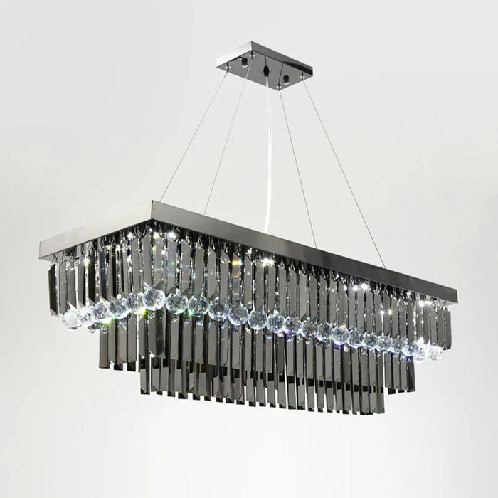 3 Tier Contemporary Rectangular Crystal Chandelier.