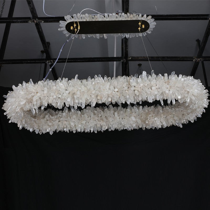 47'' Oval Modern Clear Geode Quartz Crystal Chandelier for Dining Room-DWHOME