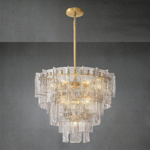 Lattace Clear Glass Tiered Round Chandelier 36"-DWHOME