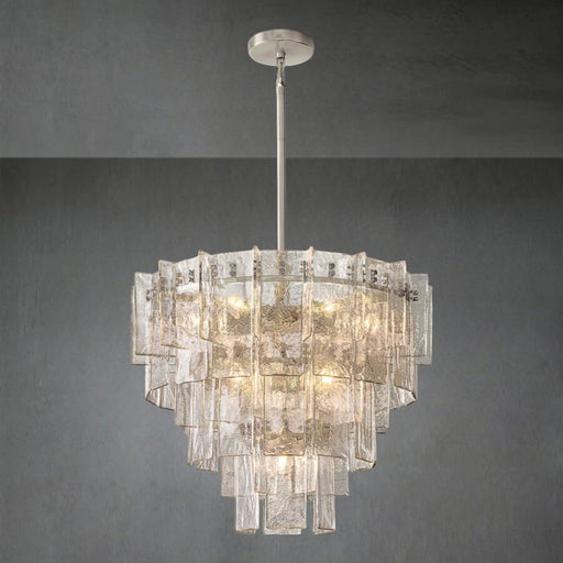 Lattace Clear Glass Tiered Round Chandelier 36"-DWHOME