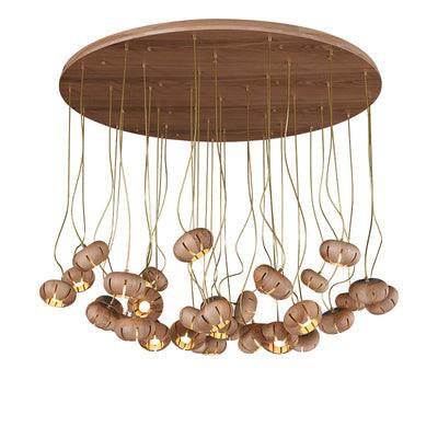 Wooden Petal Round Cluster Pendant Light - DWHOME