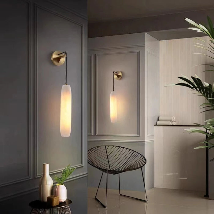 Moonshade Natural Marble Pendant Wall Sconce.