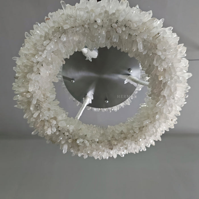 24-47 Inch Round Clear Geode Quartz Crystal Ring Pendant Light Modern Chandelier for Living Room-DWHOME
