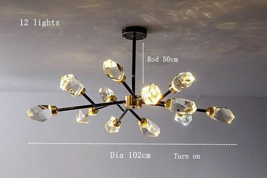 Lustre Branche Cristal de Bari, Noir-DWHOME