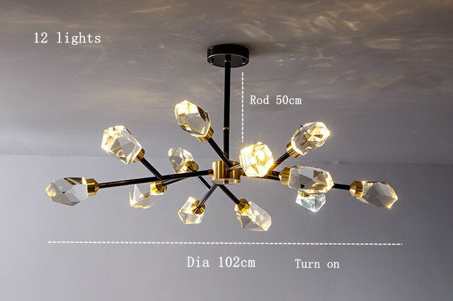 Bari Crystal Branch Chandelier, Black.