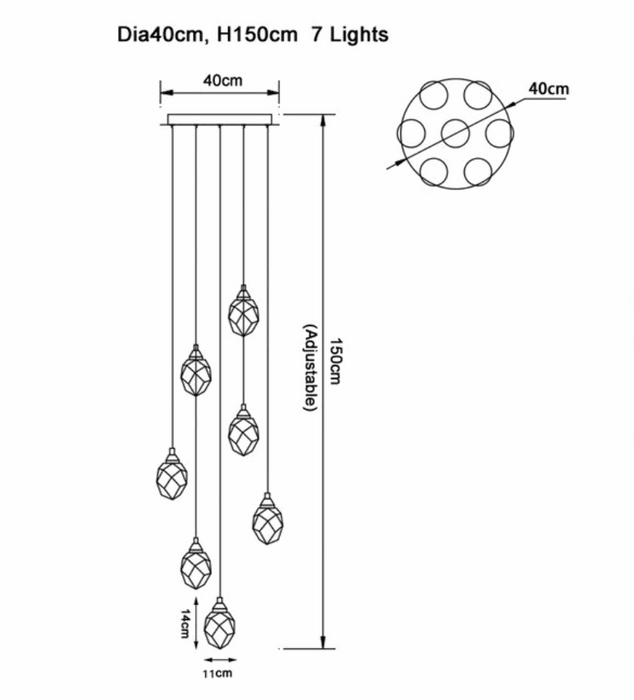 Diamante Crystal Pendant Chandelier.