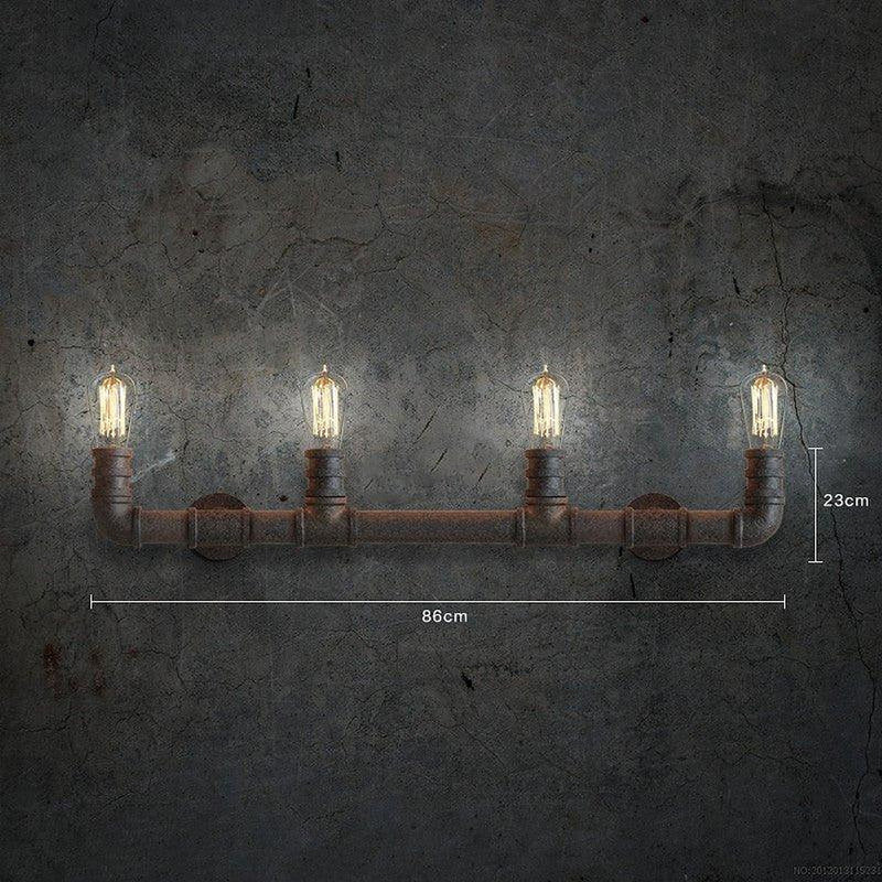 4 head bare bulb Water Pipe Industrial loft wall light sconce-DWHOME