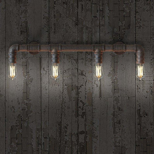 4 head bare bulb Water Pipe Industrial loft wall light sconce.