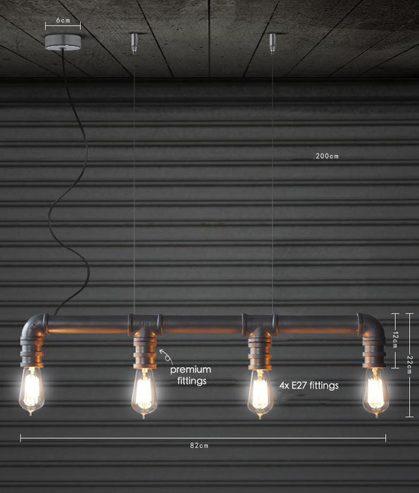 4 head water pipe industrial pendant light - DWHOME