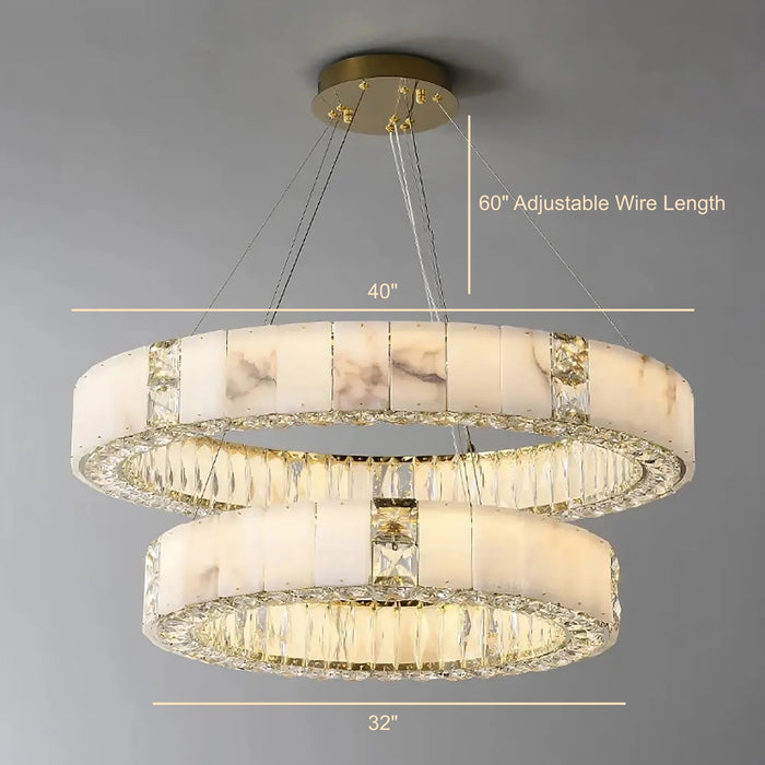 Natural Marble & Crystal Modern Chandelier.