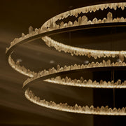 36 Inch Round Modern Chandelier Brass & Clear Geode Quartz Crystal Hanging Light-DWHOME