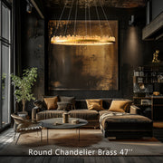 36 Inch Round Modern Chandelier Brass & Clear Geode Quartz Crystal Hanging Light-DWHOME