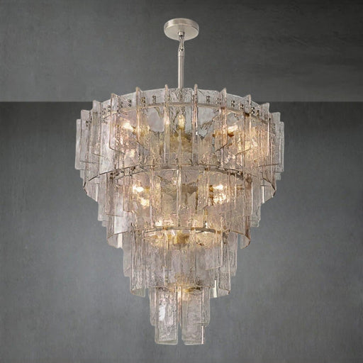 Lattace Clear Glass Tiered Round Chandelier 47"-DWHOME