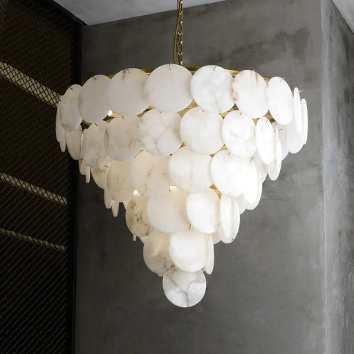 6-Tier Natural Marble Modern Chandelier.