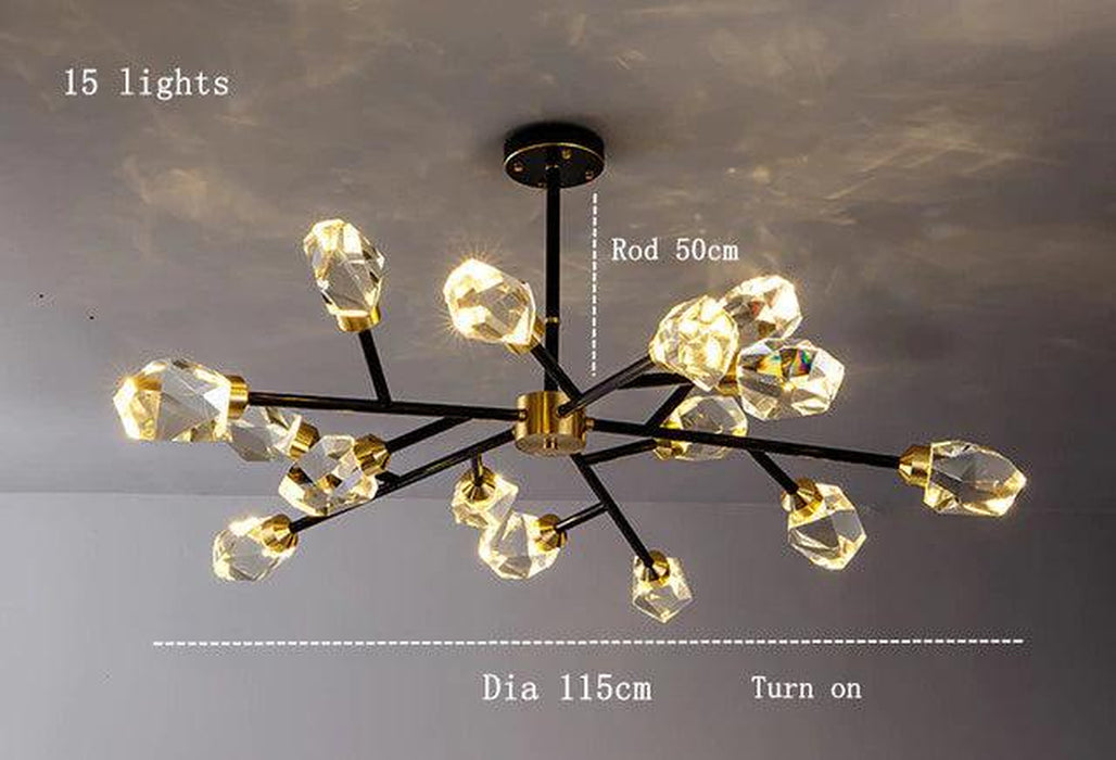 Lustre Branche Cristal de Bari, Noir-DWHOME