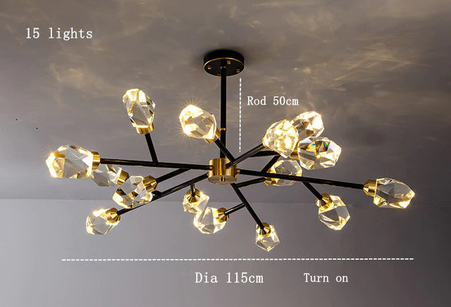 Bari Crystal Branch Chandelier, Black.