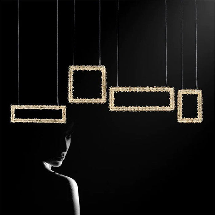 Echo Modern Rock Crystal Chandelier Over Dining Table-DWHOME