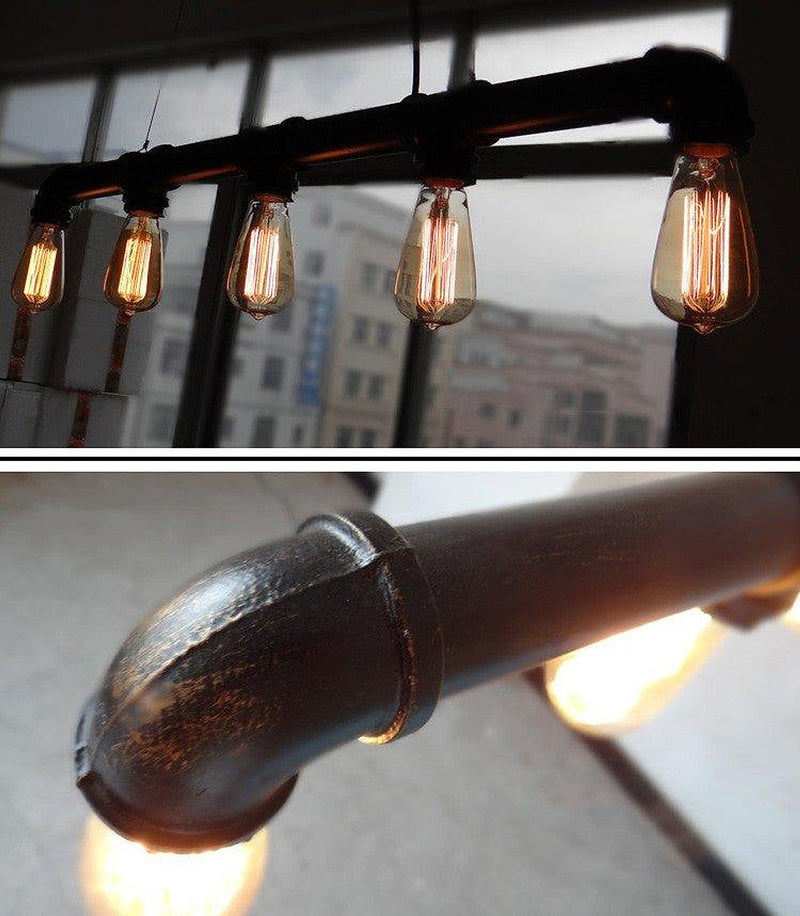 5 Bulb Water Pipe Industrial Kitchen Island Pendant Light-DWHOME
