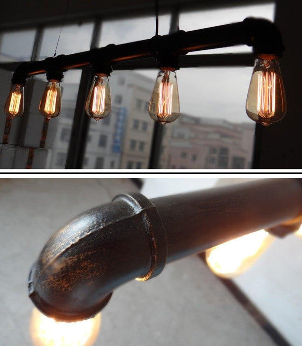 5 Bulb Water Pipe Industrial Kitchen Island Pendant Light.