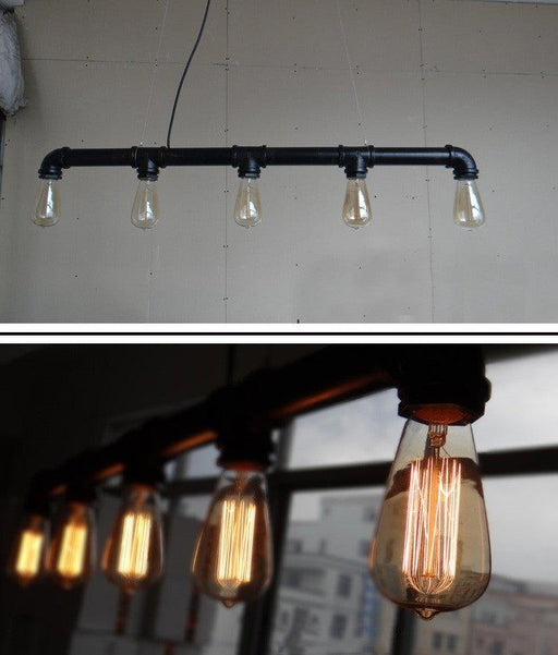 5 Bulb Water Pipe Industrial Kitchen Island Pendant Light.