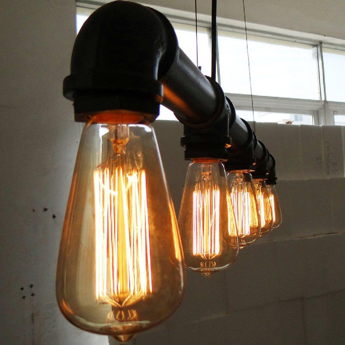 5 Bulb Water Pipe Industrial Kitchen Island Pendant Light.