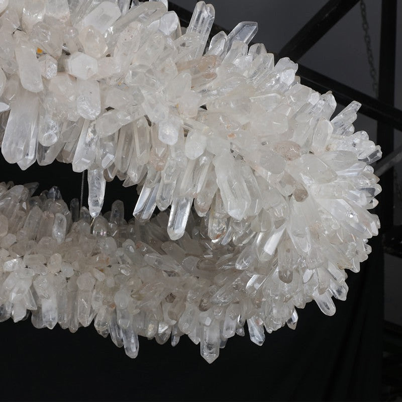 47'' Oval Modern Clear Geode Quartz Crystal Chandelier for Dining Room-DWHOME