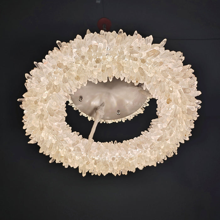 24-47 Inch Round Clear Geode Quartz Crystal Ring Pendant Light Modern Chandelier for Living Room-DWHOME