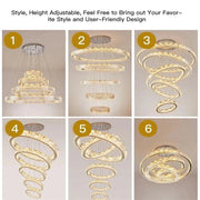 6 Tier Crystal Ring Chandelier for High Ceiling-DWHOME