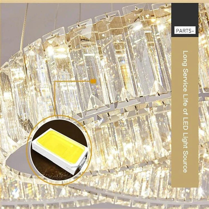 6 Tier Crystal Ring Chandelier for High Ceiling-DWHOME