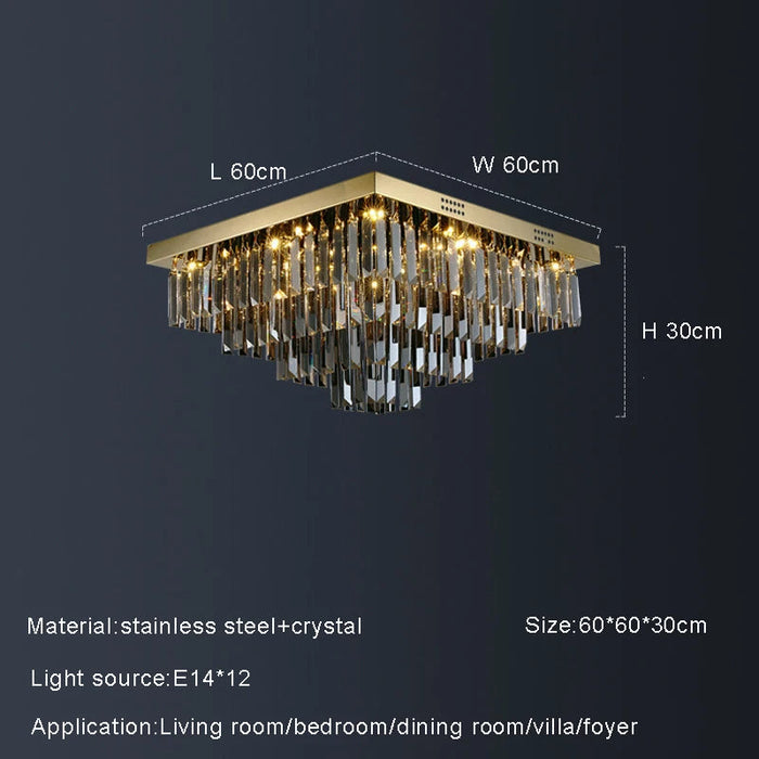 Gio Smoke Grey Crystal Ceiling Chandelier.