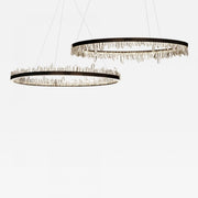 36 Inch Round Modern Chandelier Brass & Clear Geode Quartz Crystal Hanging Light-DWHOME
