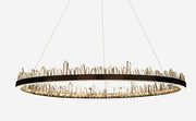 36 Inch Round Modern Chandelier Brass & Clear Geode Quartz Crystal Hanging Light-DWHOME