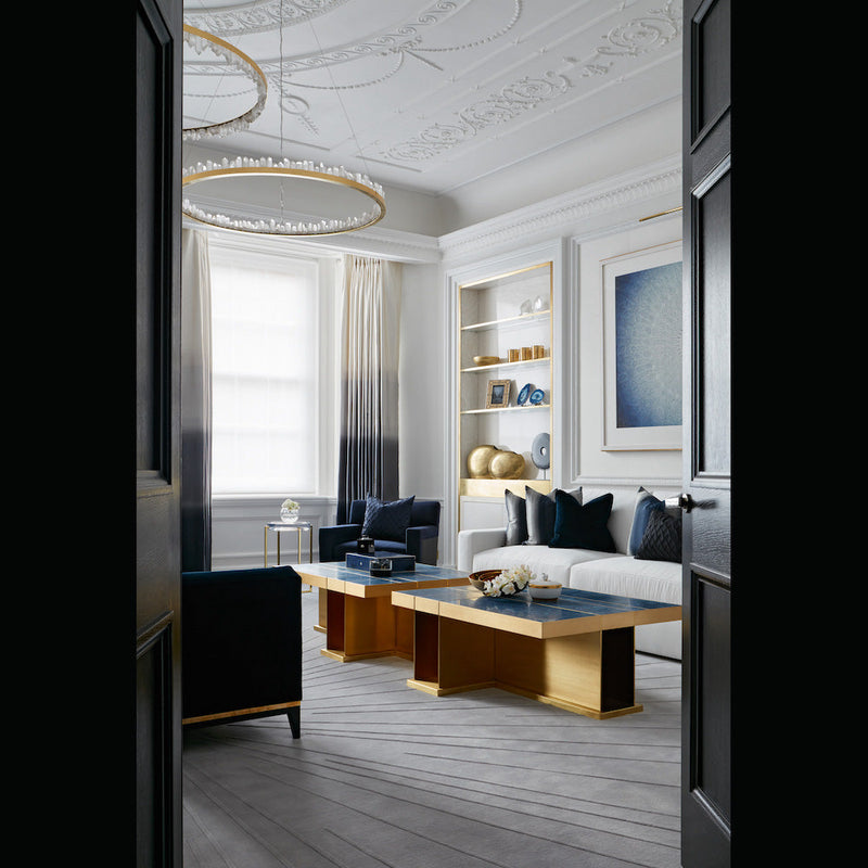 36 Inch Round Modern Chandelier Brass & Clear Geode Quartz Crystal Hanging Light-DWHOME